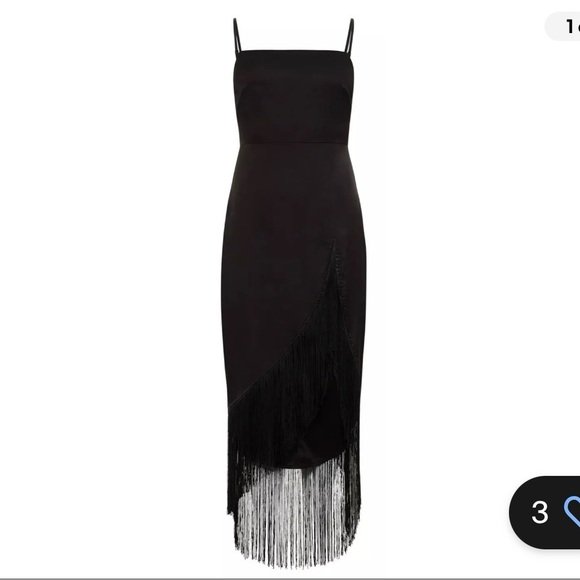 12th Tribe MONET BLACK FRINGE SATIN MAXI DRESS Size L New With Tag - Picture 6 of 8